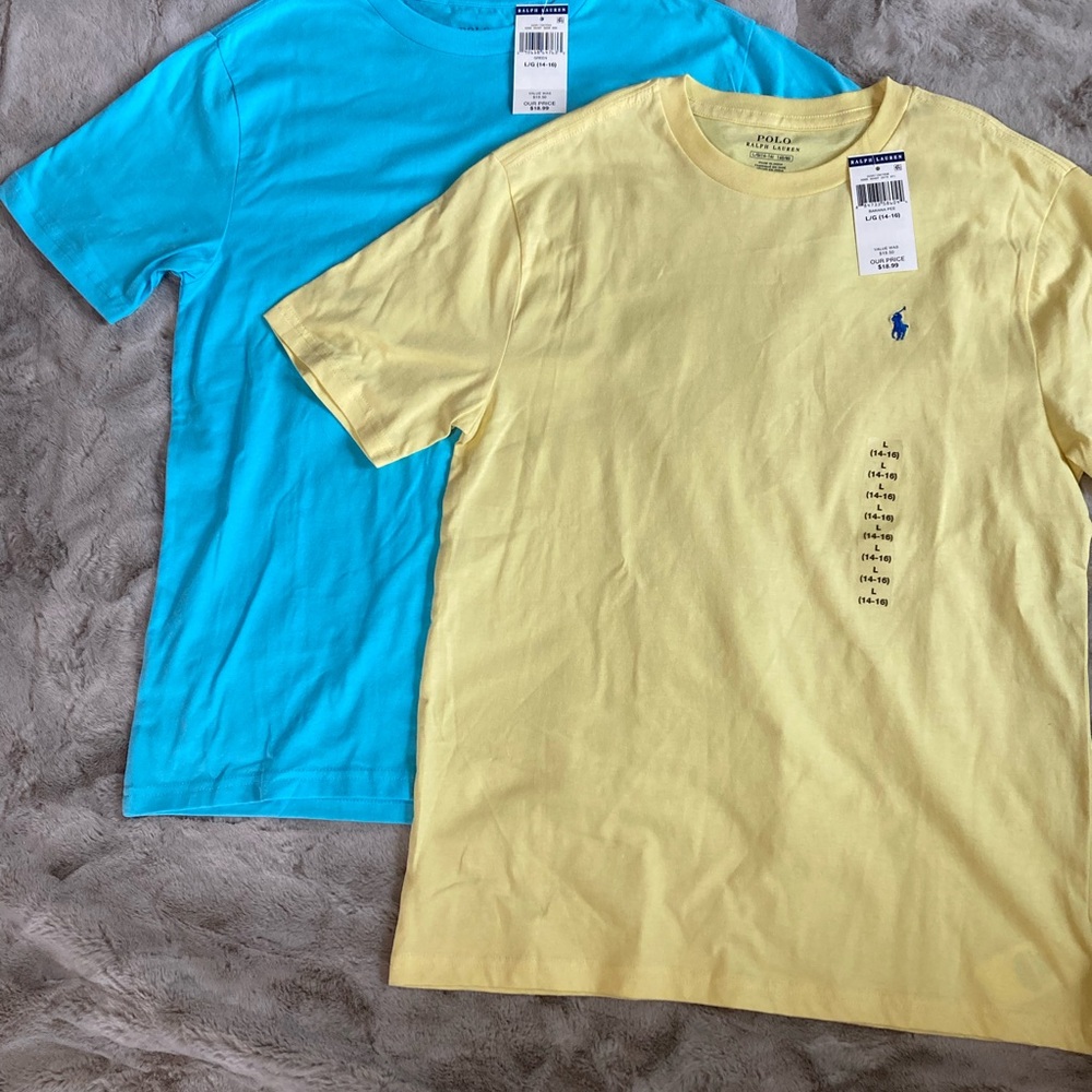 Ralph Lauren Yellow and Blue Short Sleeve Tees boys Large 14-16